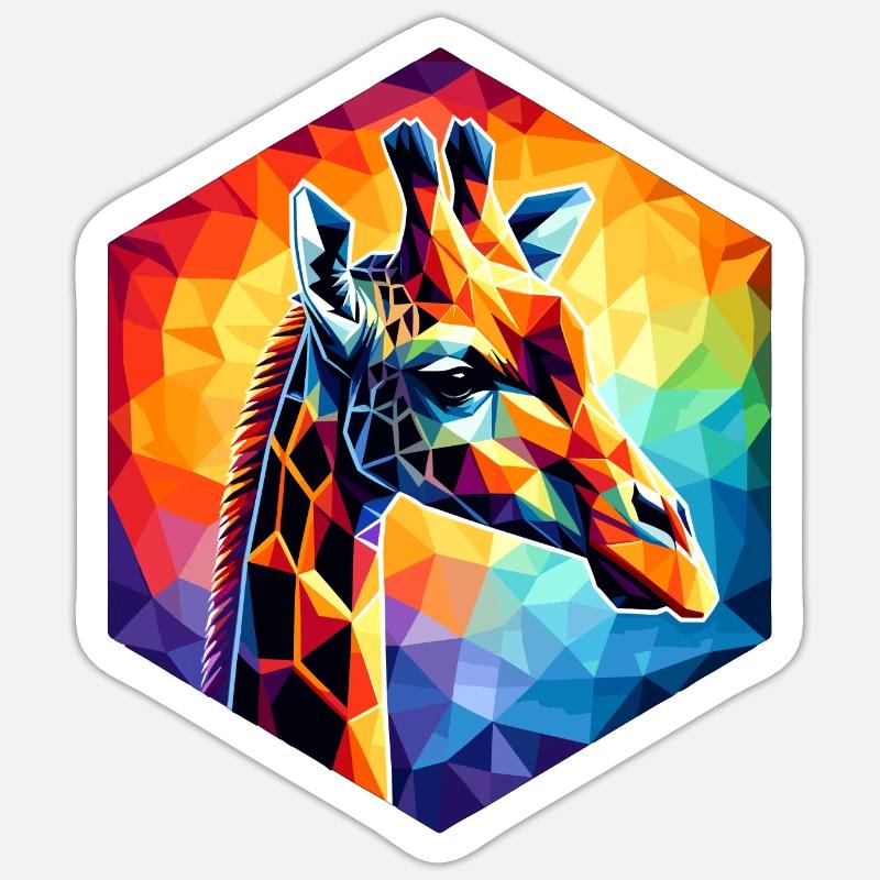 Giraffe in polygon illustration - Sticker size S (10 x 10 cm) - white matte