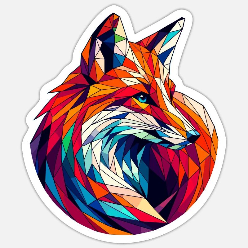Fuchs in Polygonendarstellung - Sticker Größe S (10 x 10 cm) - Mattweiß