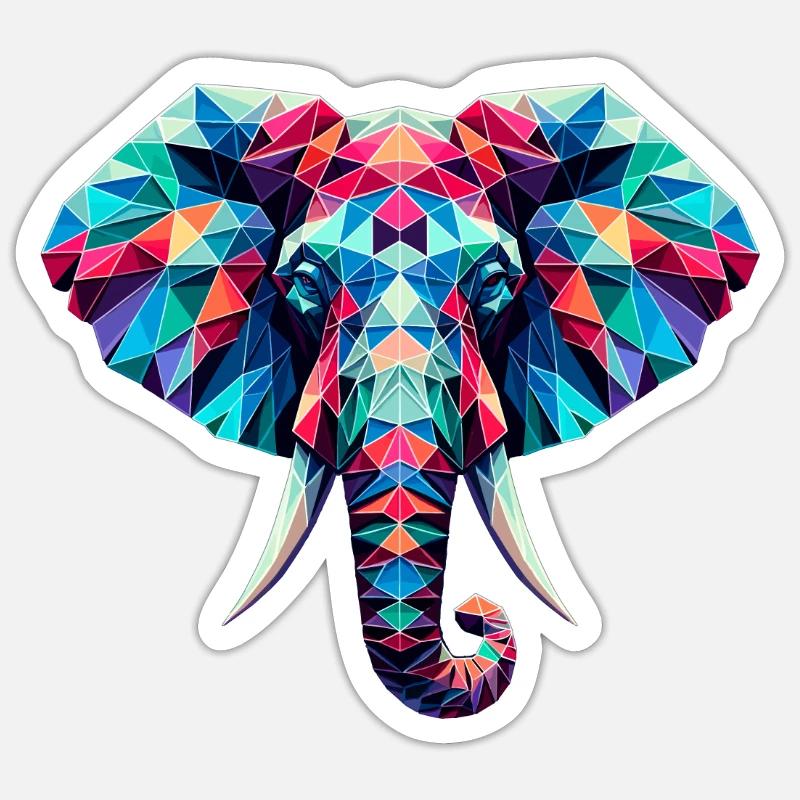 Elephant in polygon illustration - Sticker size S (10 x 10 cm) - white matte