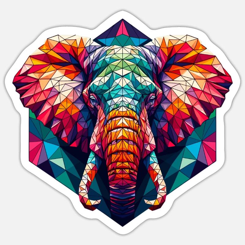 Elephant in polygon illustration - Sticker size S (10 x 10 cm) - white matte
