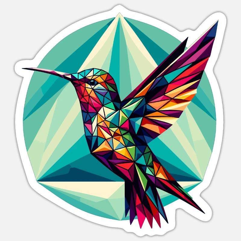 Colibri dans la représentation polygonale Sticker taille S (10 x 10 cm)