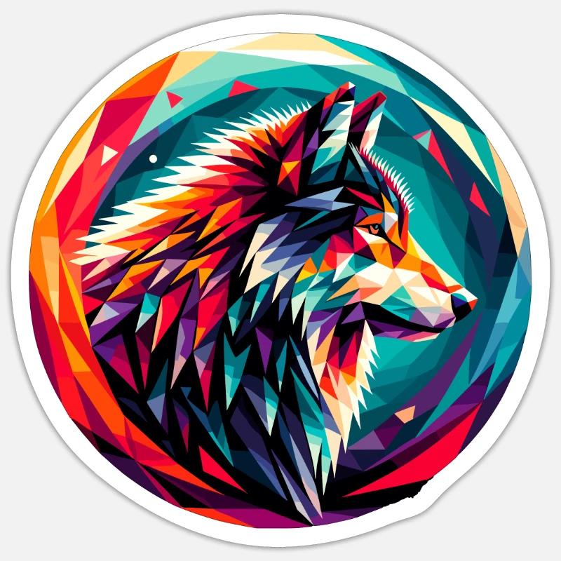 Wolf in polygon representation - Sticker size S (10 x 10 cm) - white matte