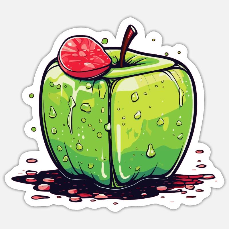 Würfel Apfel Cube Apple - Sticker taille S (10 x 10 cm) - blanc mat