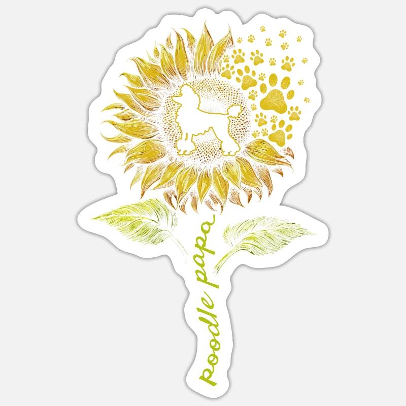 Papa caniche - Sticker taille S (10 x 10 cm) - blanc mat