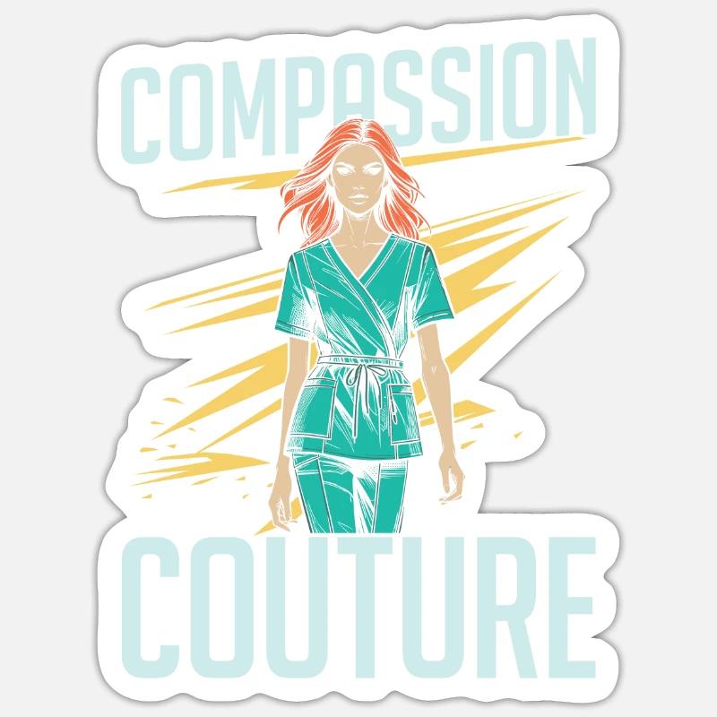 Krankenschwester Mode - Sticker Größe S (10 x 10 cm) - Mattweiß