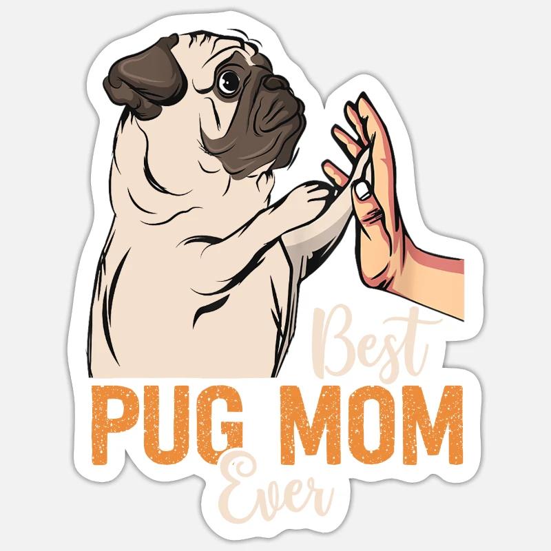 Beste Mopsmutter aller Zeiten Mops-Pullover Mopsmutter Mama Mopsmutter Sticker Größe S (10 x 10 cm)