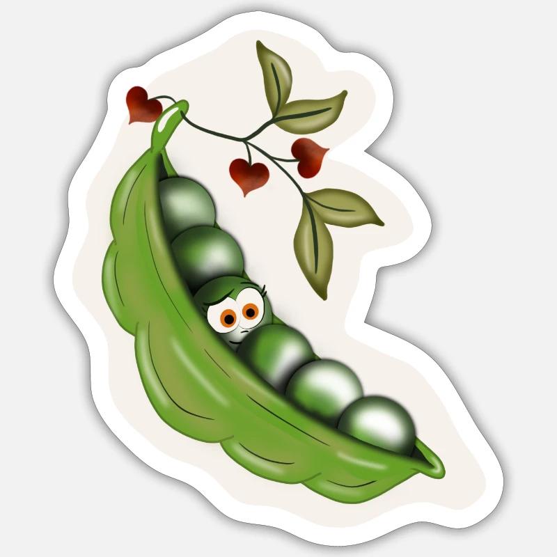Erbsen - Sticker Größe S (10 x 10 cm) - Mattweiß