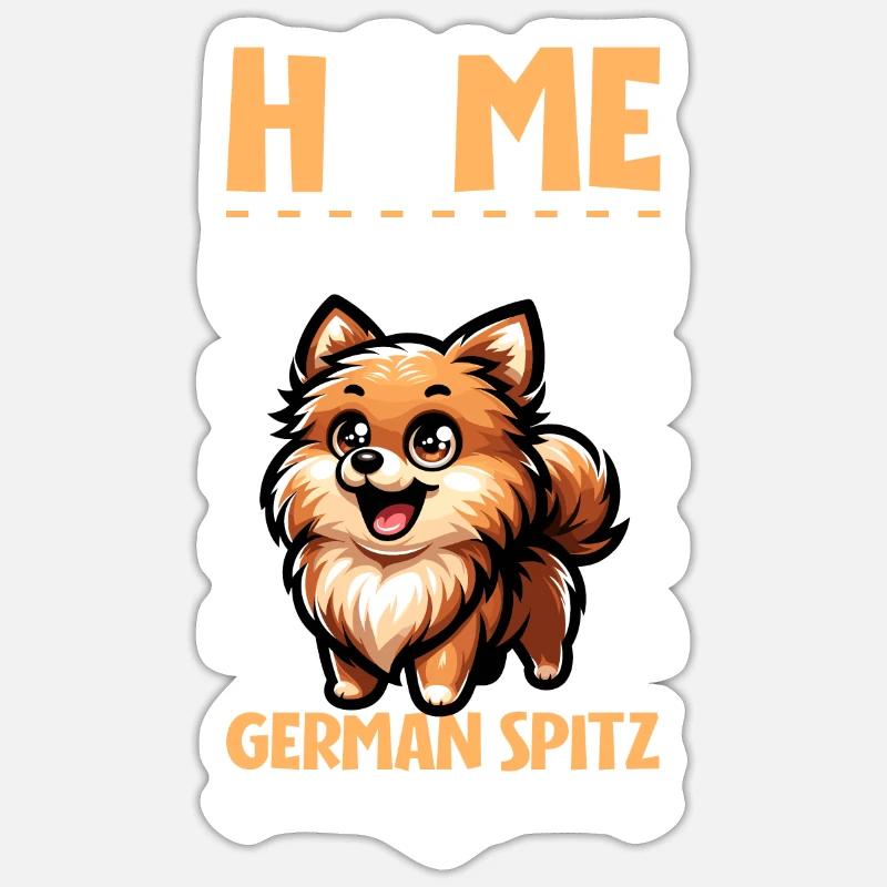 Zuhause - Deutscher Spitz - Sticker Größe S (10 x 10 cm) - Mattweiß