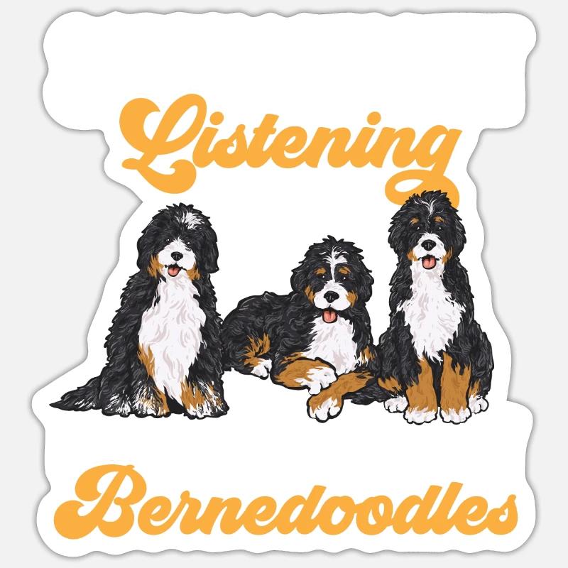 Chien Bernedoodle - Sticker taille S (10 x 10 cm) - blanc mat