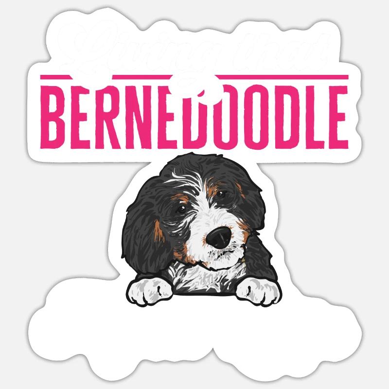 Bernedoodle Hund - Sticker Größe S (10 x 10 cm) - Mattweiß