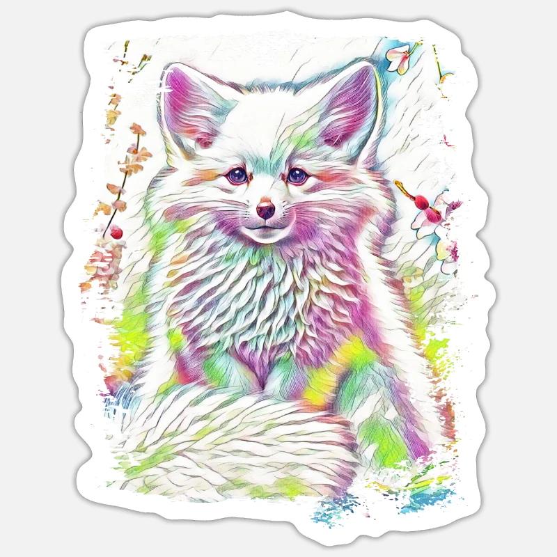 Cute arctic fox gift Sticker size S (10 x 10 cm)