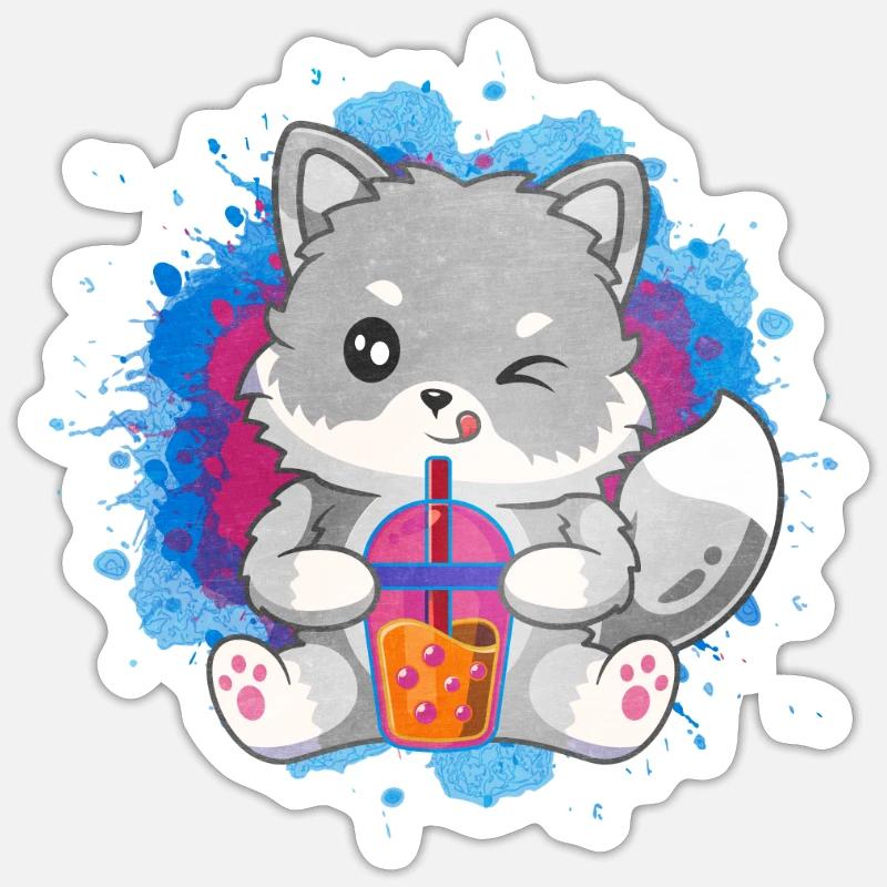 Cute arctic fox gift Sticker size S (10 x 10 cm)