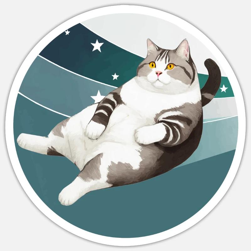 PLIAGE CHAT - Sticker taille S (10 x 10 cm) - blanc mat