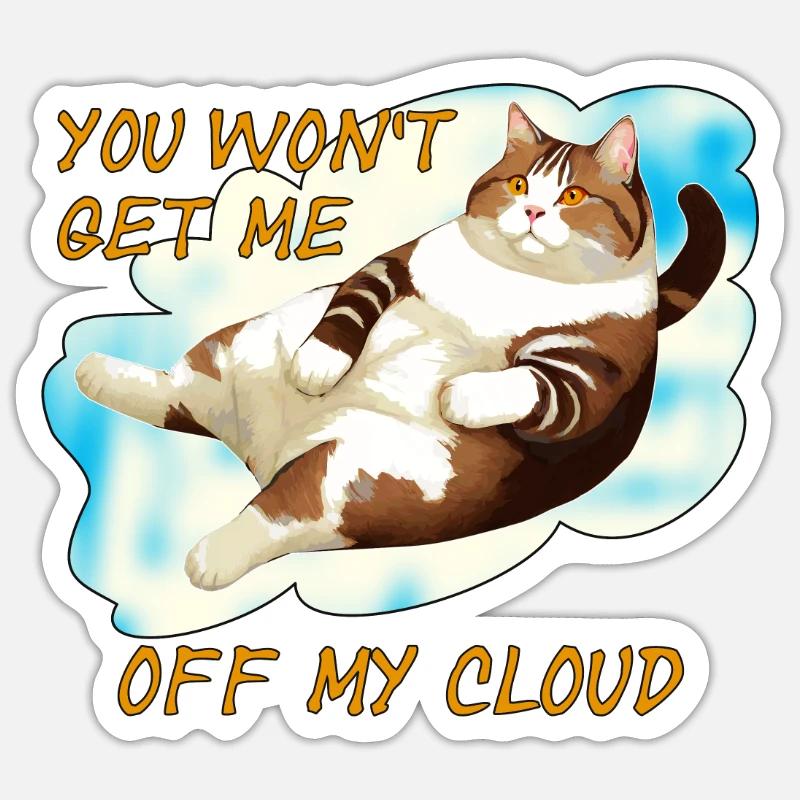 CAT MY CLOUD - Sticker size S (10 x 10 cm) - white matte