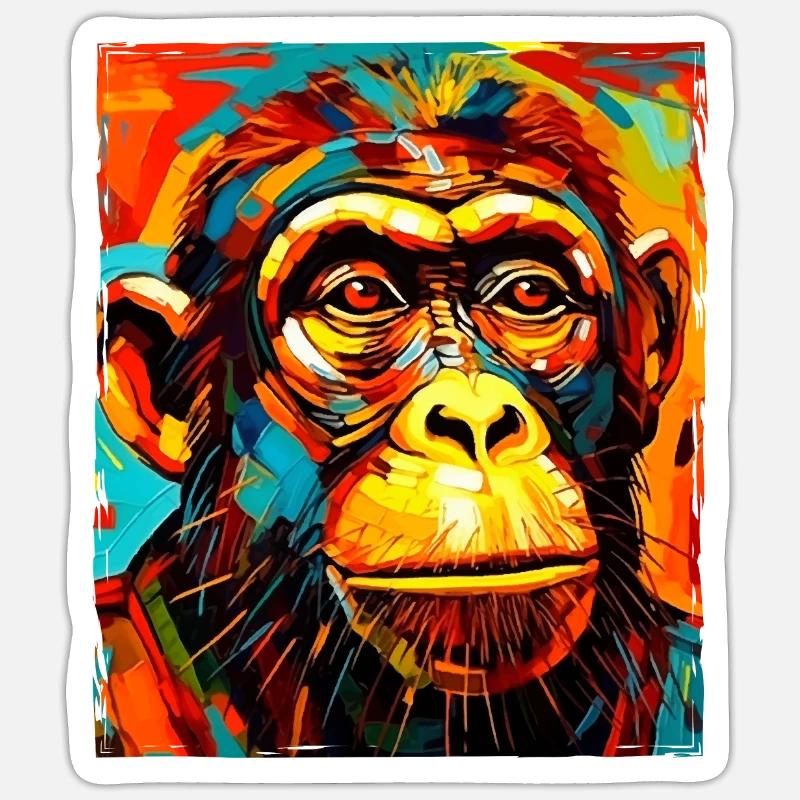 Portrait de singe - Sticker taille S (10 x 10 cm) - blanc mat