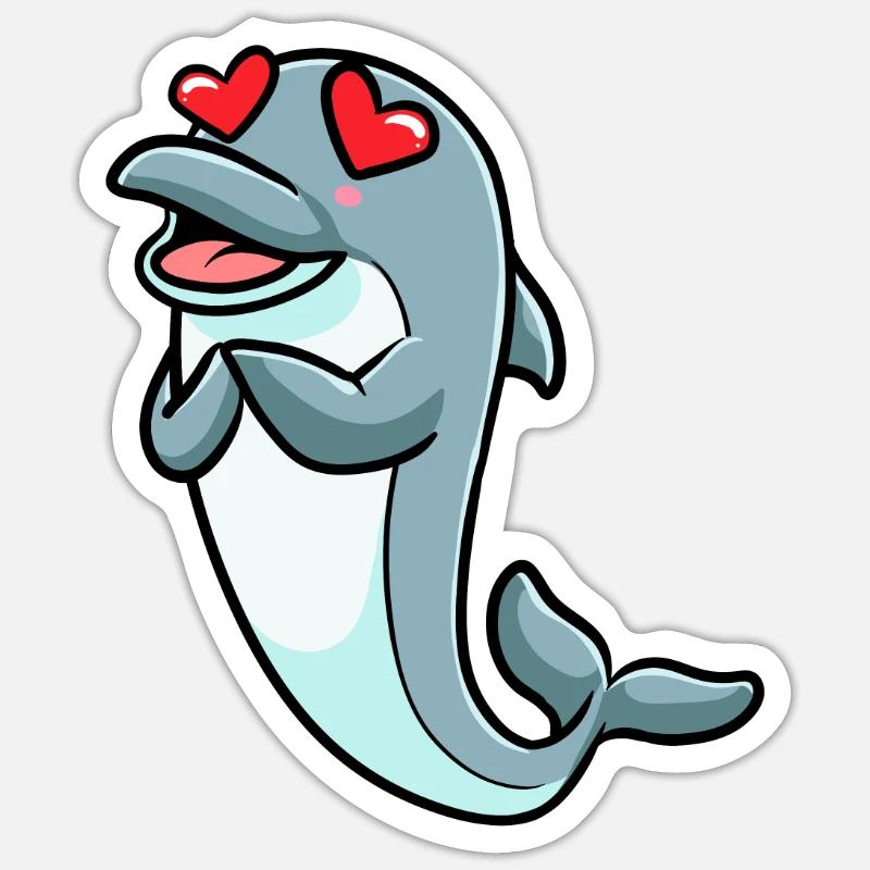 Dolphin Emoticon - Sticker size S (10 x 10 cm) - white matte