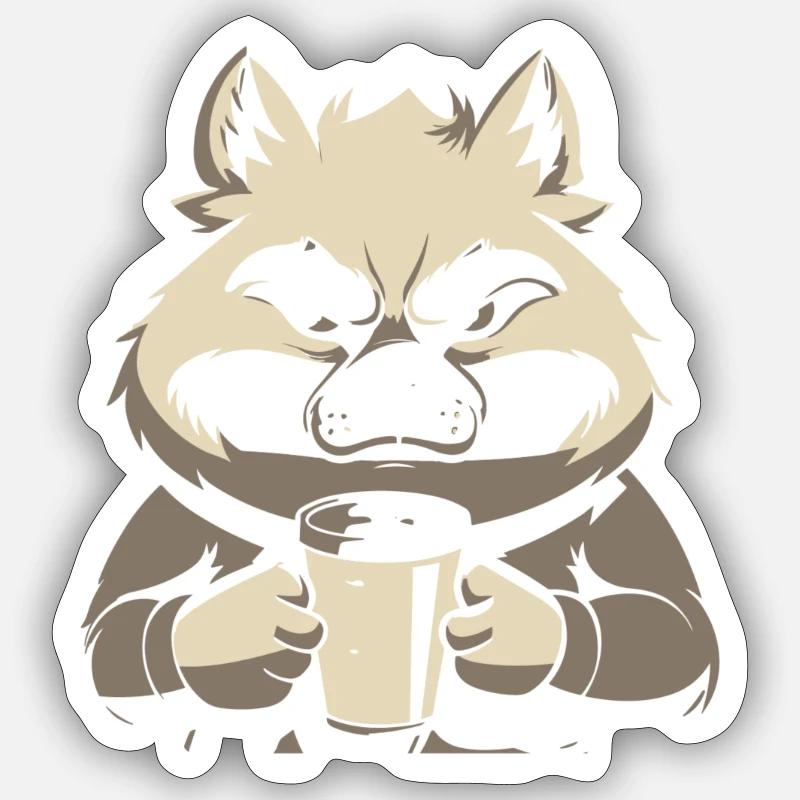 Café Wolf - Sticker taille S (10 x 10 cm) - blanc mat