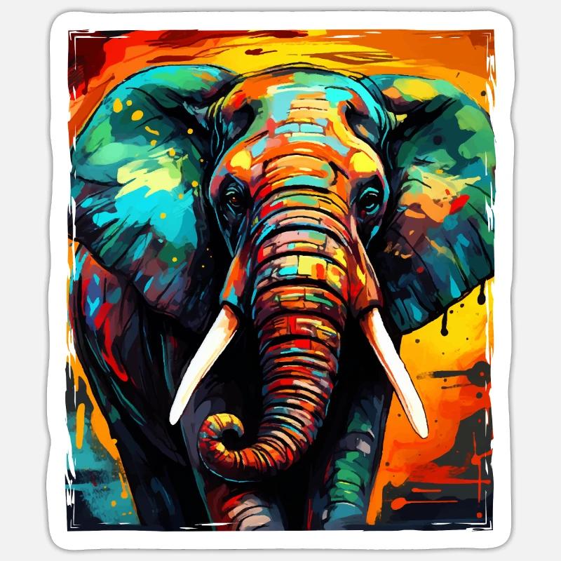 Portrait d’éléphant - Sticker taille S (10 x 10 cm) - blanc mat
