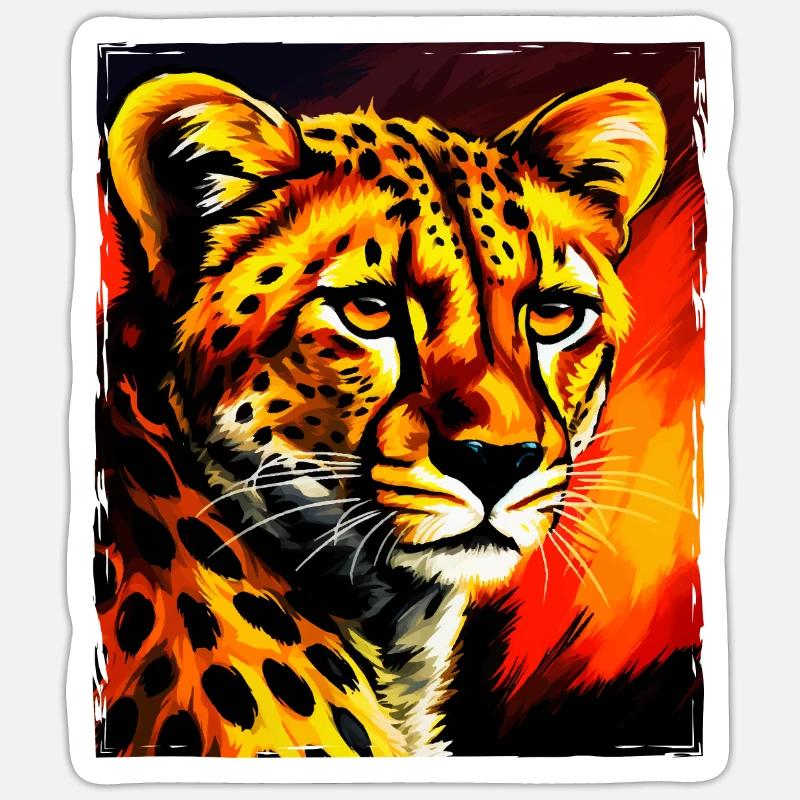 Portrait de guépard - Sticker taille S (10 x 10 cm) - blanc mat