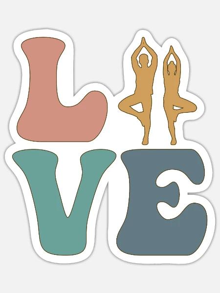 LIEBE Yoga Yogi - Sticker Größe S (10 x 10 cm) - Mattweiß