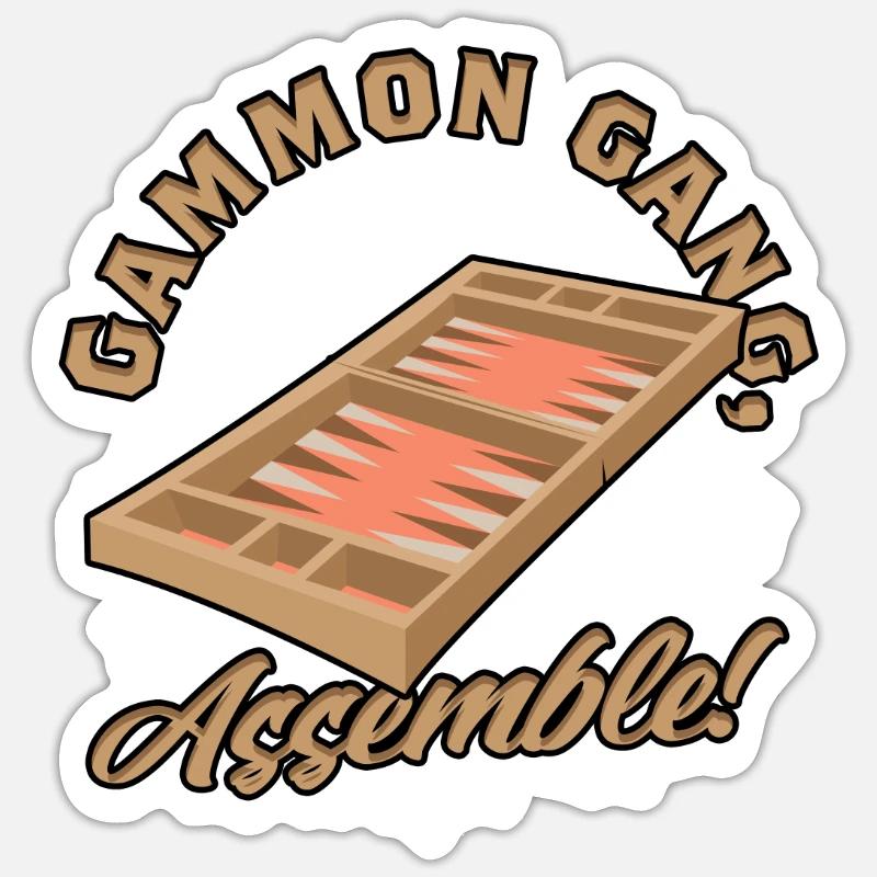 Backgammon Gammon Gang Assemble! - Sticker size S (10 x 10 cm) - white matte
