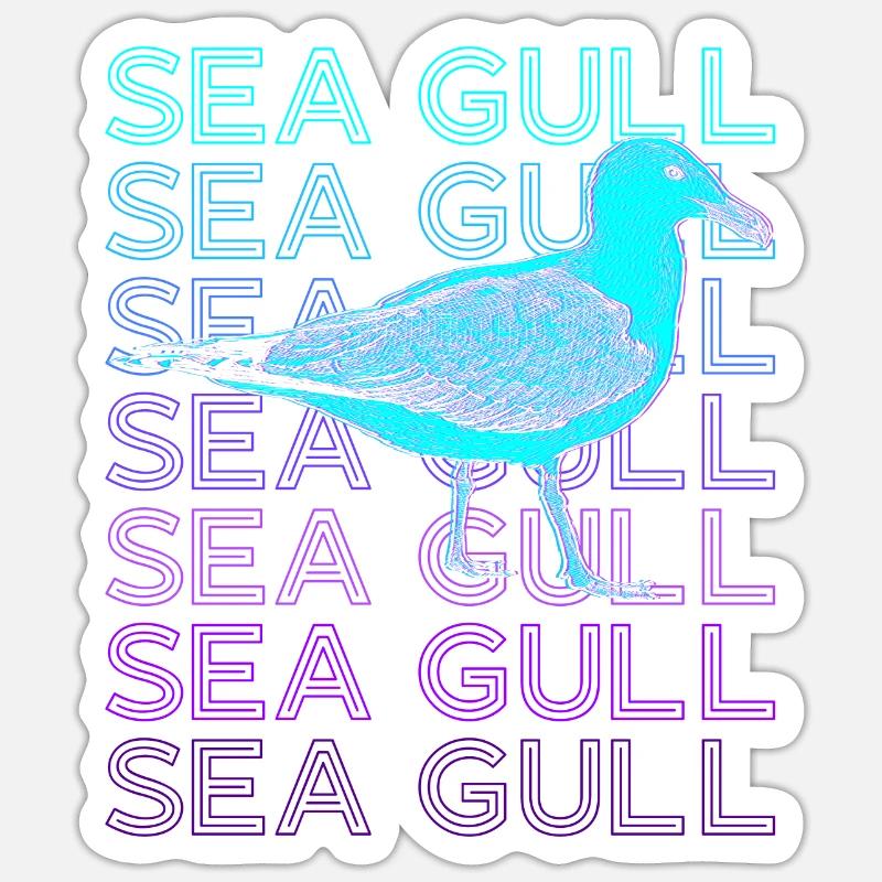 Seemöwe Möwe Seevogel Retro - Sticker Größe S (10 x 10 cm) - Mattweiß