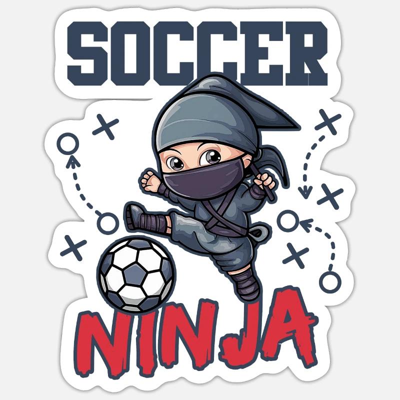 Fußball-Ninja - Sticker Größe S (10 x 10 cm) - Mattweiß