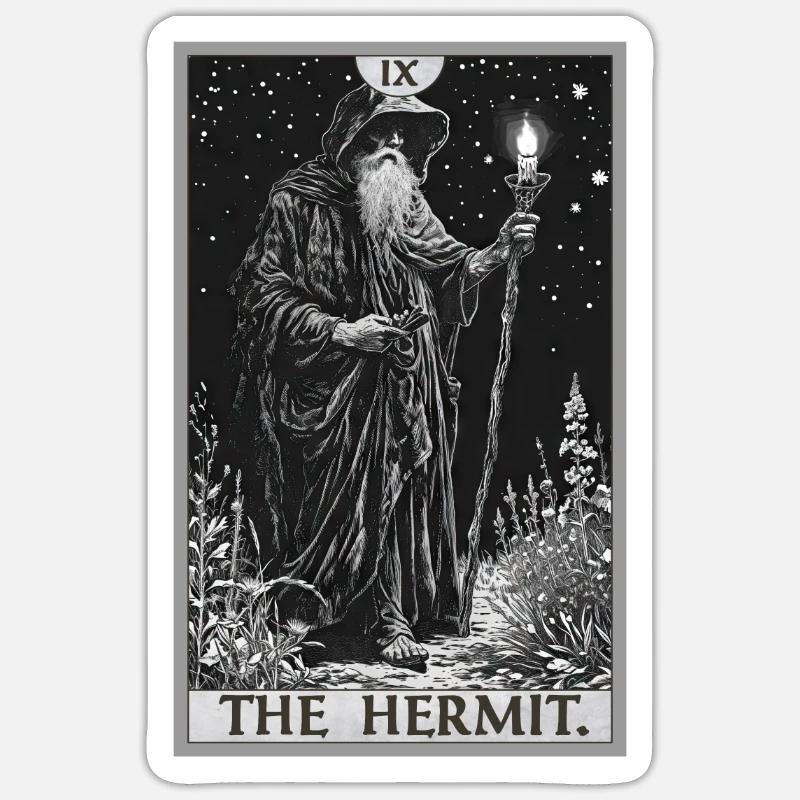 Tarotkarten Tarotkarte The Hermit Der Eremit - Sticker Größe S (10 x 10 cm) - Mattweiß