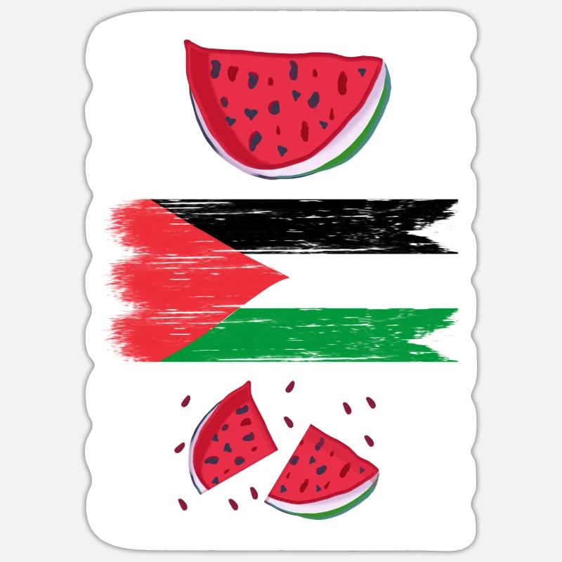 Drapeau de la Palestine avec pastèque Sticker taille S (10 x 10 cm)