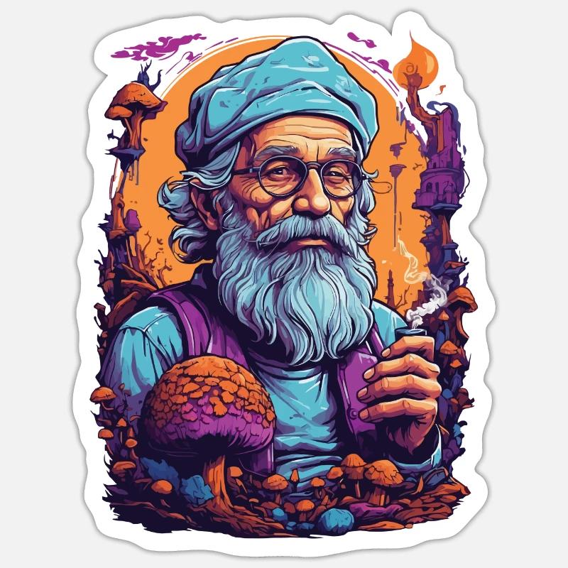 Lebendige Farben Wald Pilze Psychedelic Art Sticker Größe S (10 x 10 cm)