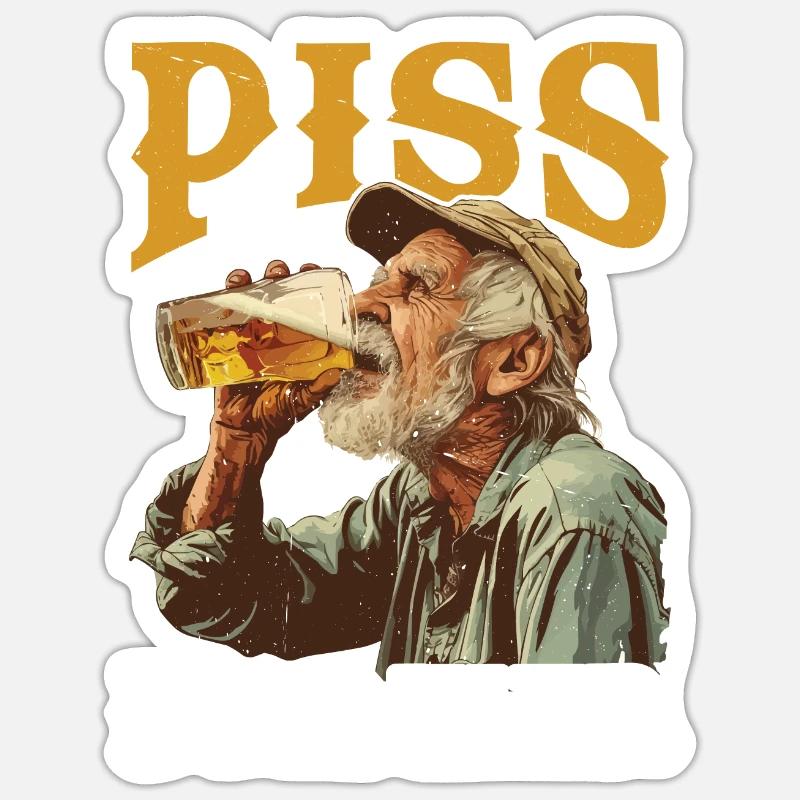 Piss Drinker 43 - Sticker Größe S (10 x 10 cm) - Mattweiß