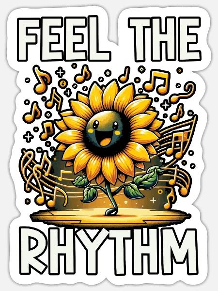 Feel the Rhythm Sonnenblume - Sticker Größe S (10 x 10 cm) - Mattweiß