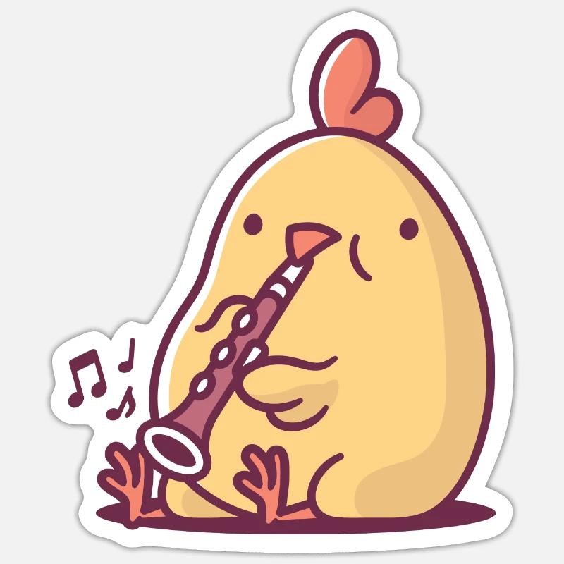 Clarinet Chicken - Sticker size S (10 x 10 cm) - white matte