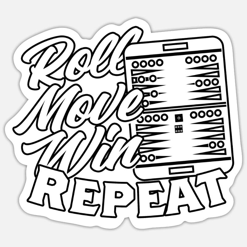 Backgammon Roll Move Win Repeat Sticker size S (10 x 10 cm)