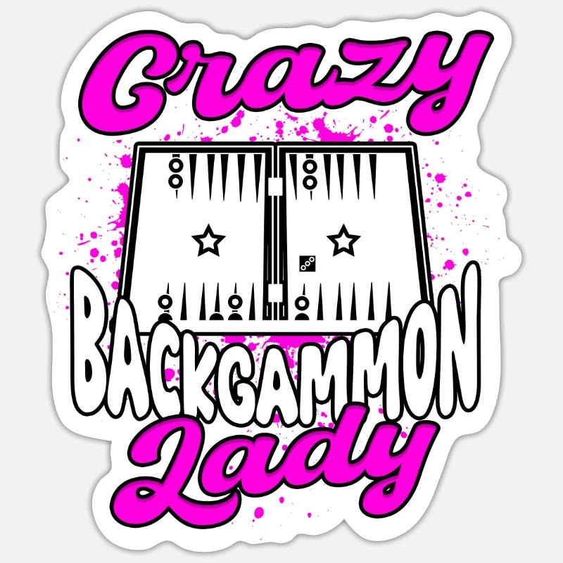 Crazy Backgammon Lady Sticker size S (10 x 10 cm)