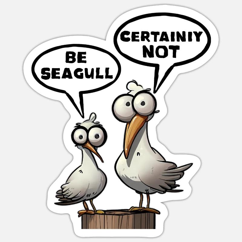 Be Seagull Certainement pas - Non, Sticker taille S (10 x 10 cm)