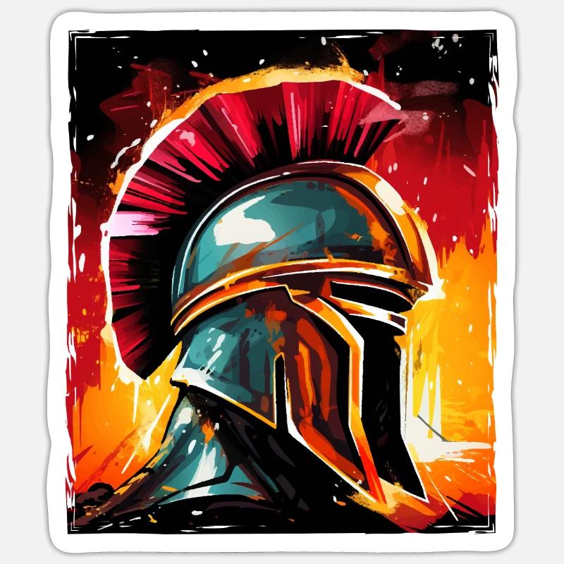 Spartaner Krieger Sparta Helm - Sticker Größe S (10 x 10 cm) - Mattweiß