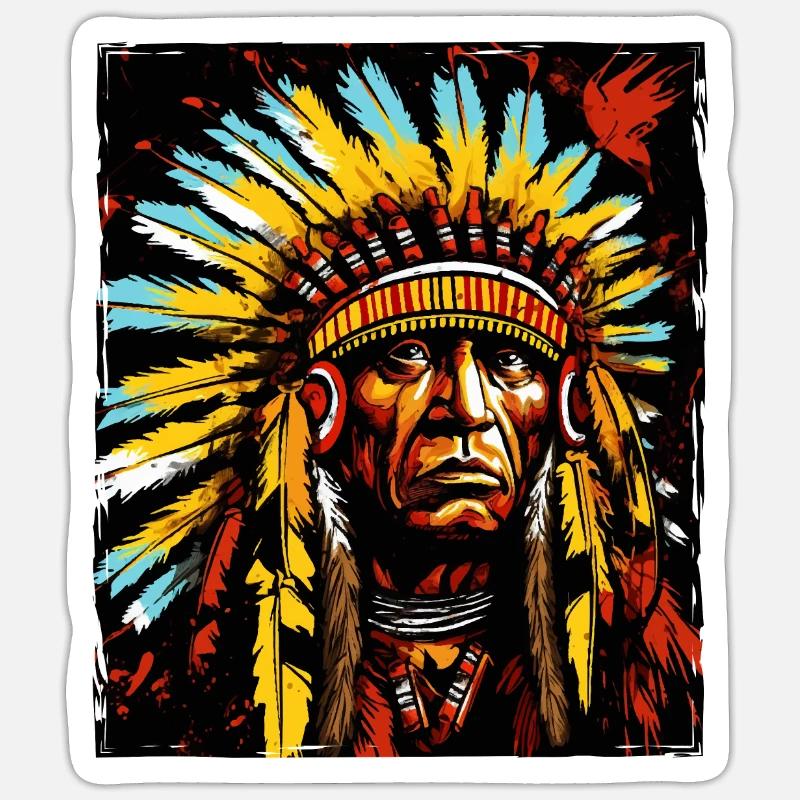 Apache Indian Chief - Sticker size S (10 x 10 cm) - white matte