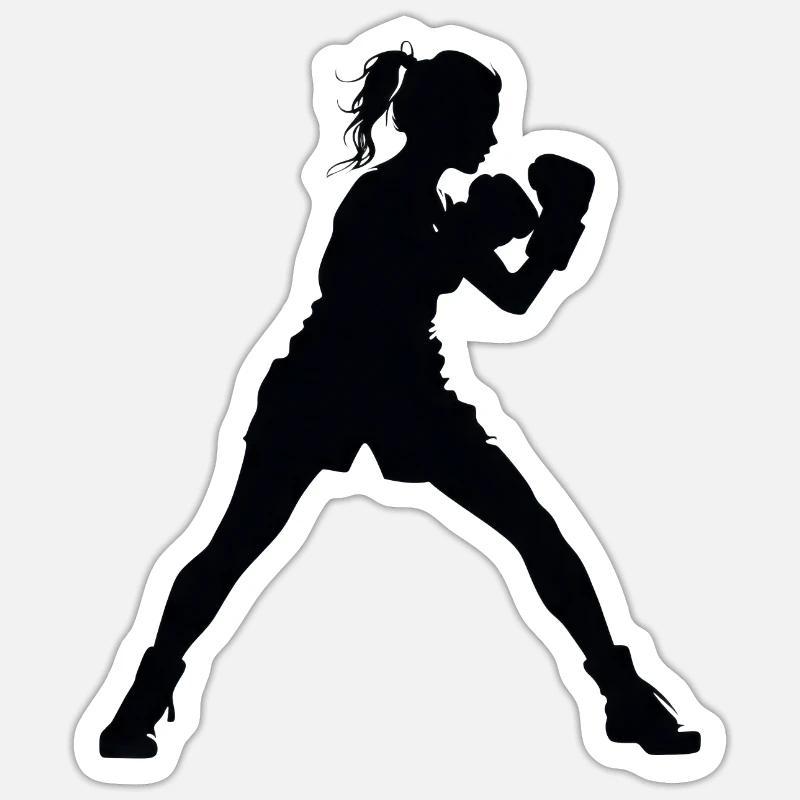 Frau Mädchen Boxen - Sticker Größe S (10 x 10 cm) - Mattweiß