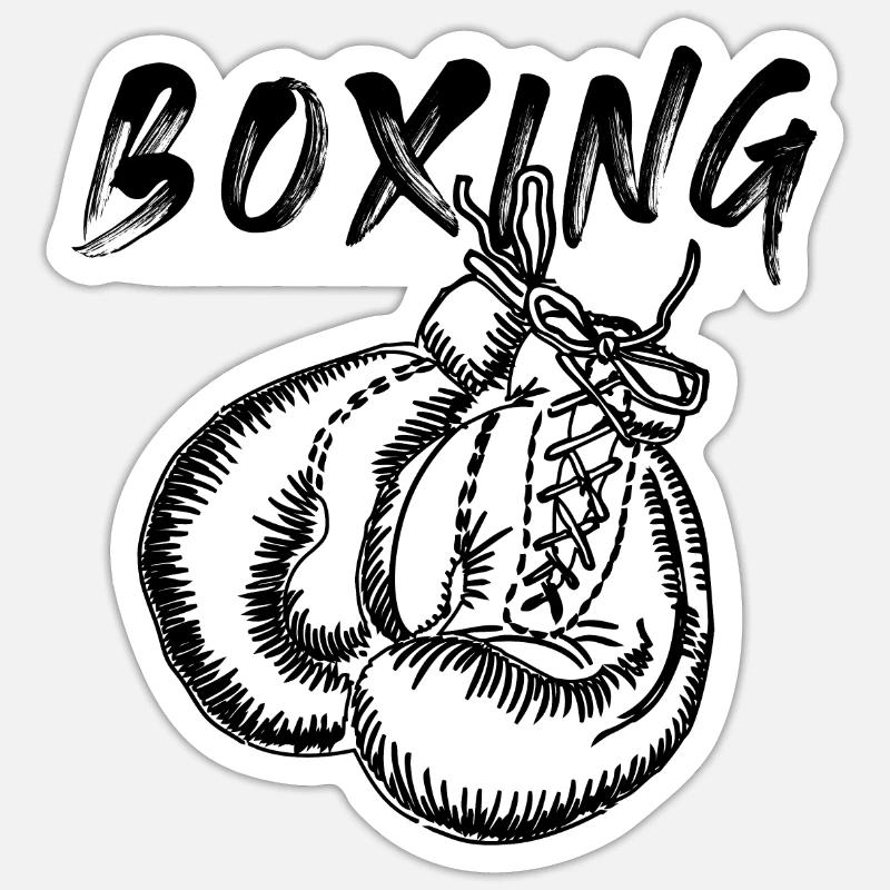Boxe - Sticker taille S (10 x 10 cm) - blanc mat