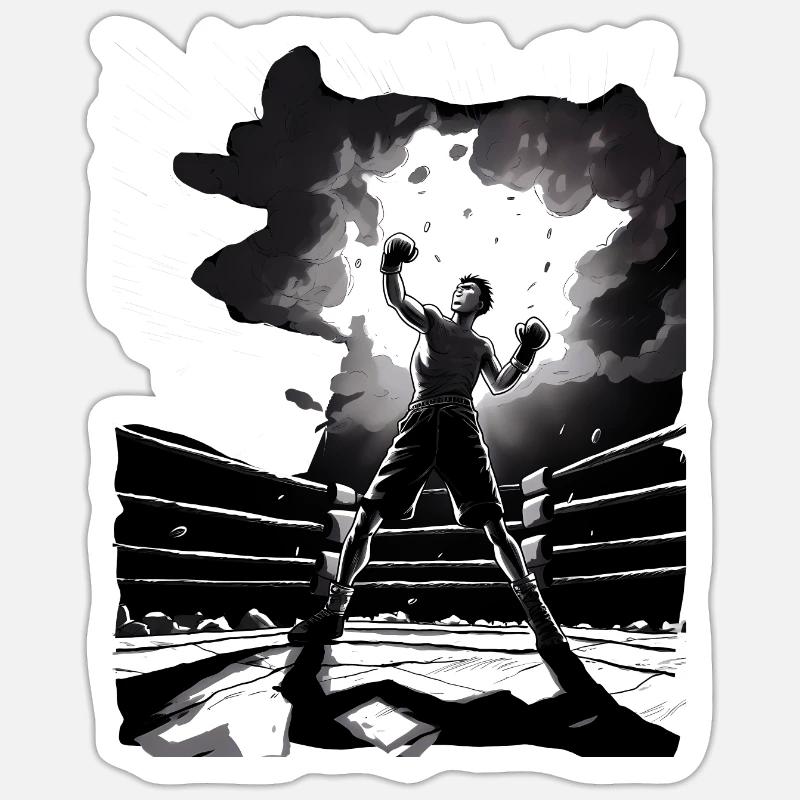 Boxe - Sticker taille S (10 x 10 cm) - blanc mat