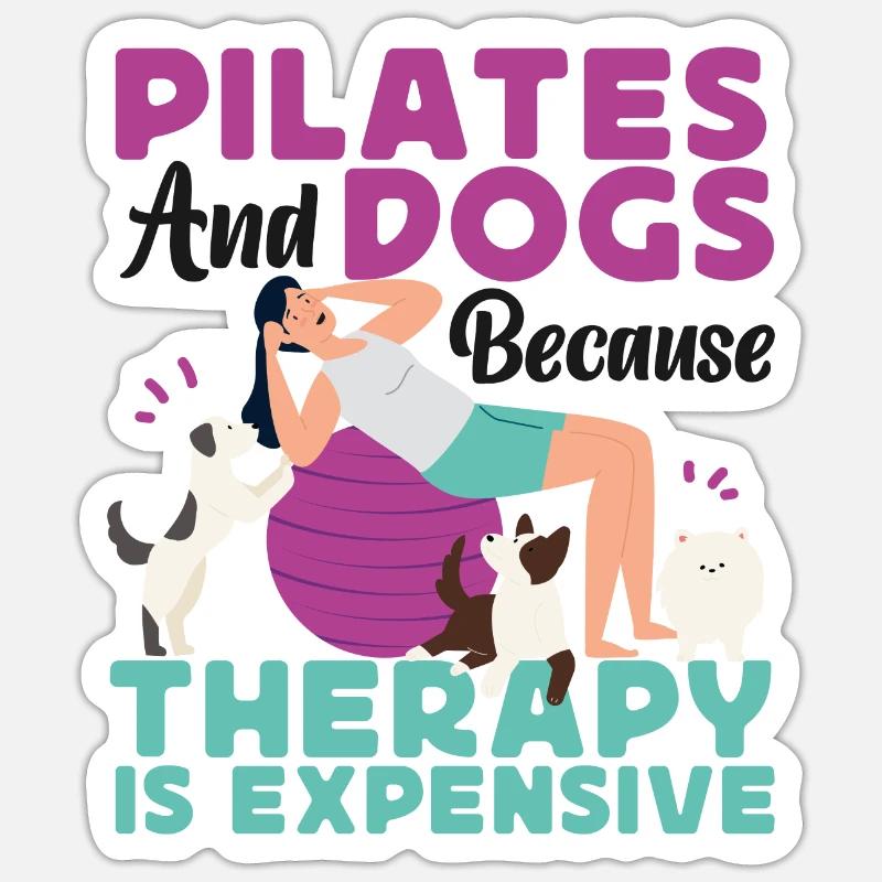 Pilates Instructor Teacher Dog - Sticker Größe S (10 x 10 cm) - Mattweiß