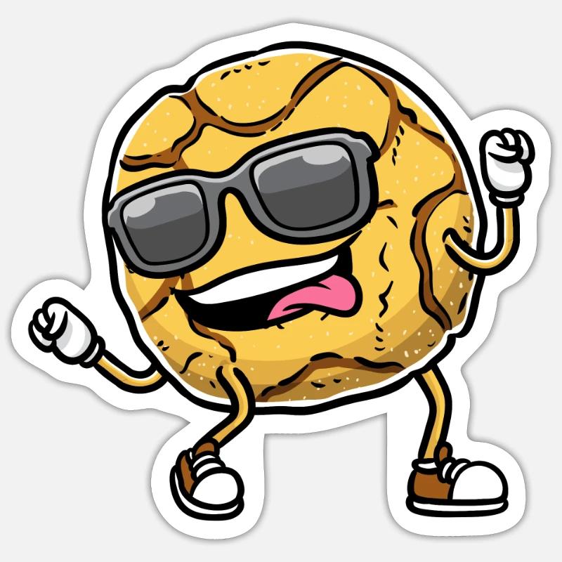 Dancing Ginger Biscuit With Sunglasses - Sticker size S (10 x 10 cm) - white matte