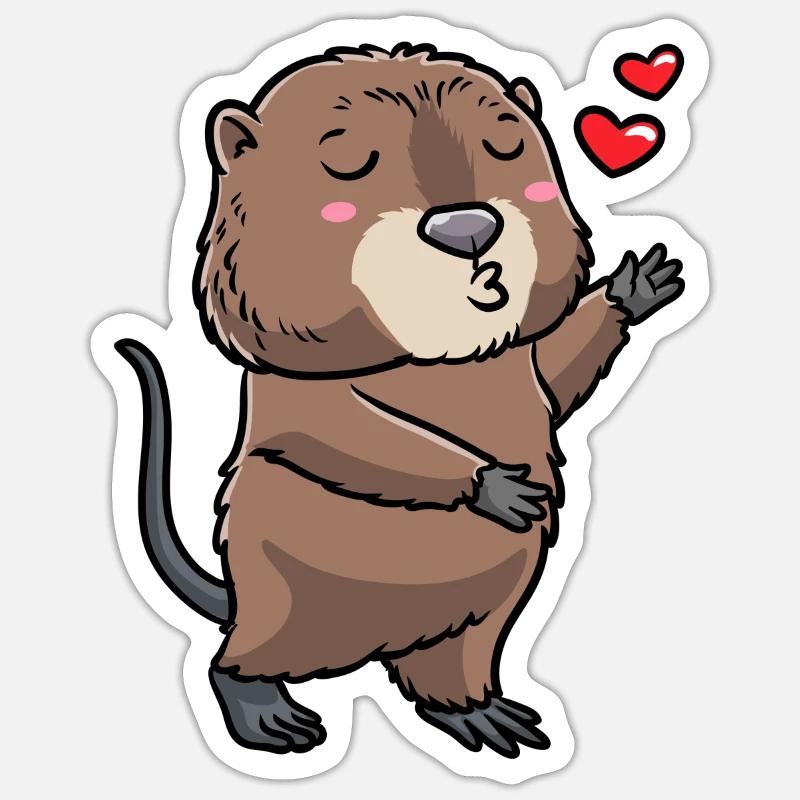Mignon rat musqué - Sticker taille S (10 x 10 cm) - blanc mat