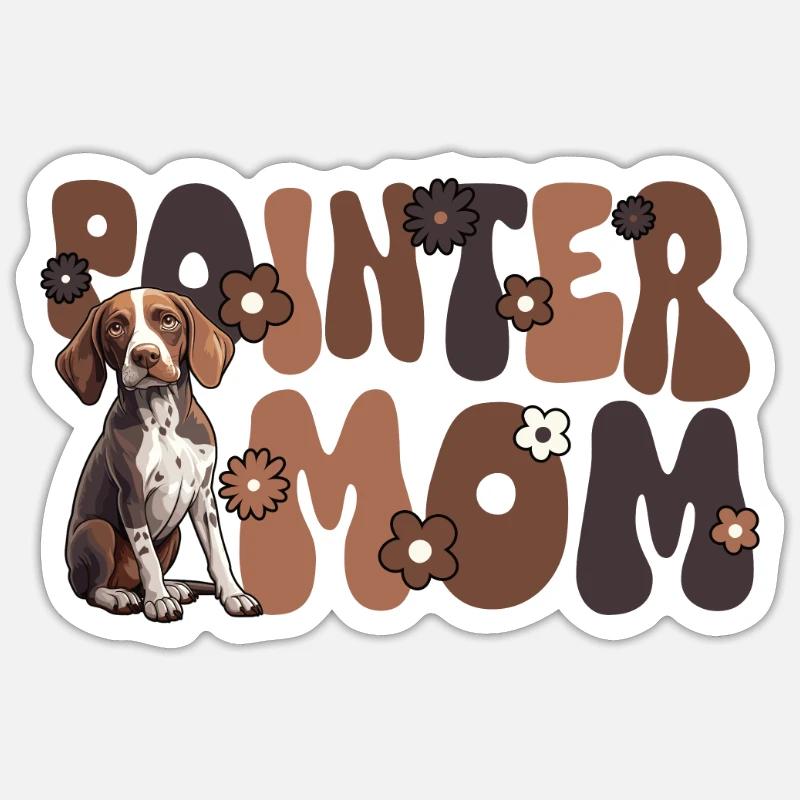 Pointer Groovy Pointer Mom - Sticker Größe S (10 x 10 cm) - Mattweiß