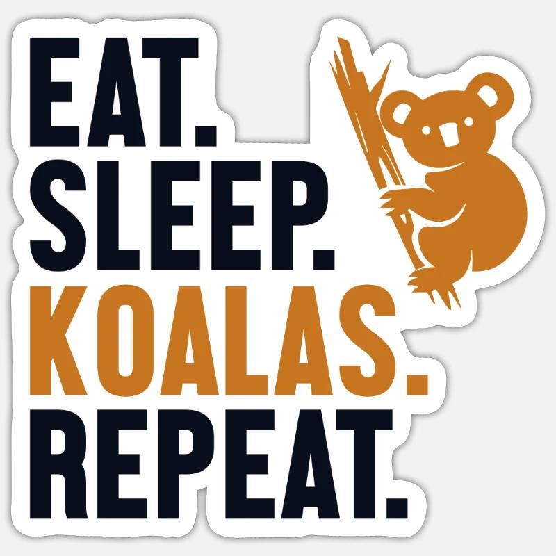 Manger Dormir Koalas Répéter Koalabear Eucalyptus Sticker taille S (10 x 10 cm)