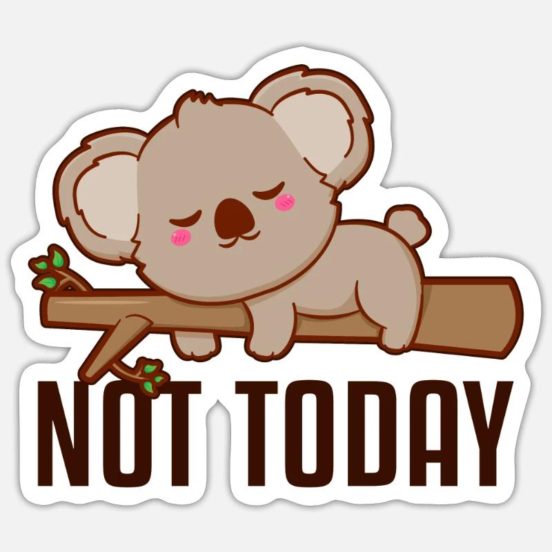 Pas aujourd’hui Koalabear Eucalyptus phascolarctos - Sticker taille S (10 x 10 cm) - blanc mat