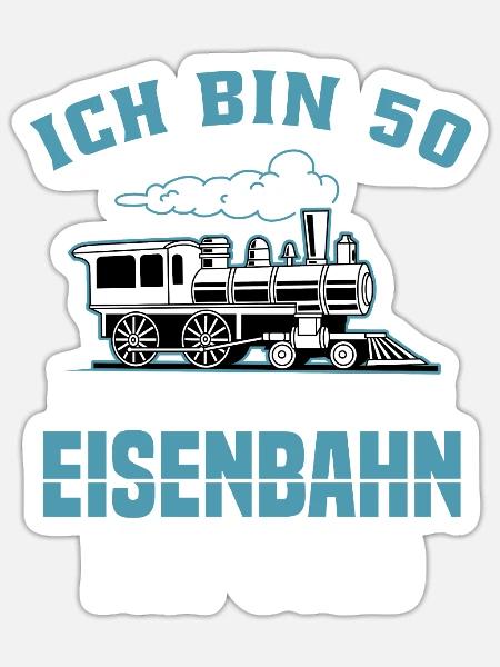 Dampfzug Zugführer Lokomotive 50 Geburtstag - Sticker Größe S (10 x 10 cm) - Mattweiß