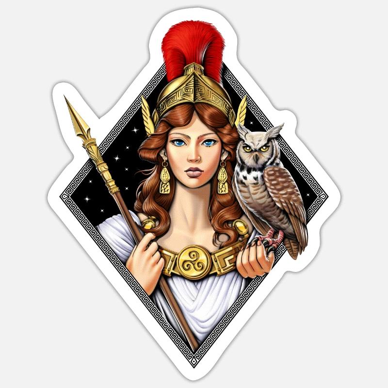 Athéna Déesse grecque - Sticker taille S (10 x 10 cm) - blanc mat