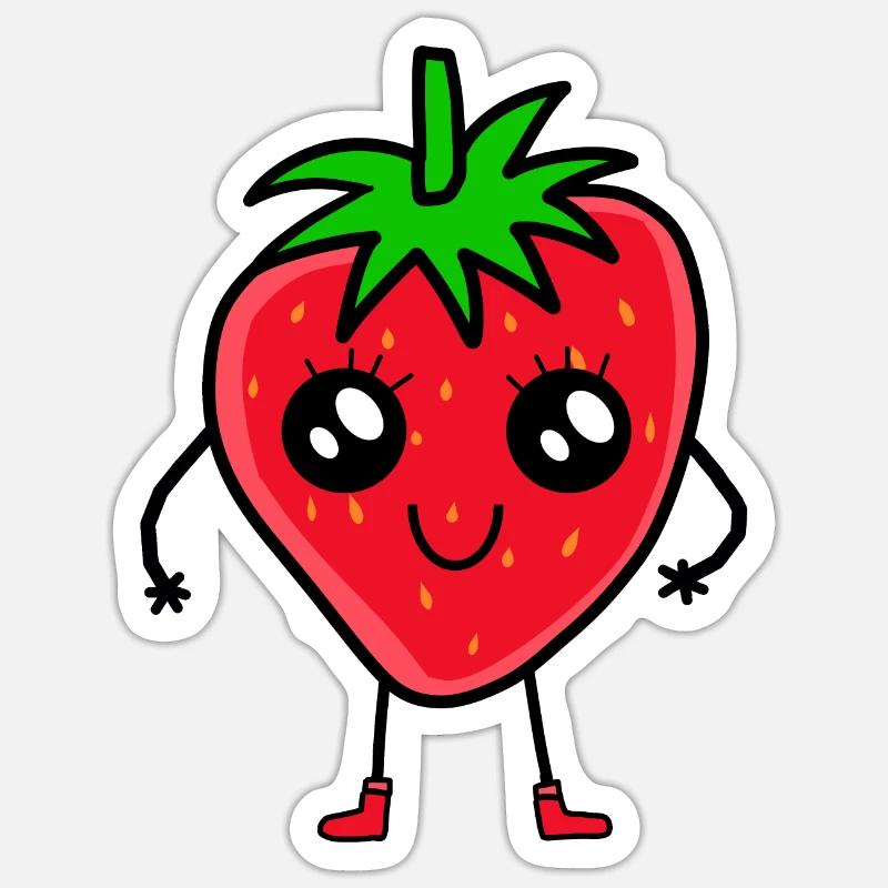 Erdbeere Erdbeeren - Sticker Größe S (10 x 10 cm) - Mattweiß